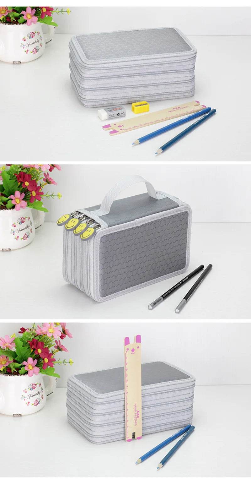 School Pencil Case Supplies Kit 36/48/72 Slot Stationery Pencilcase for Girls Compartment Pen Box Large Cartridge Bag Acsesories - AIAZ