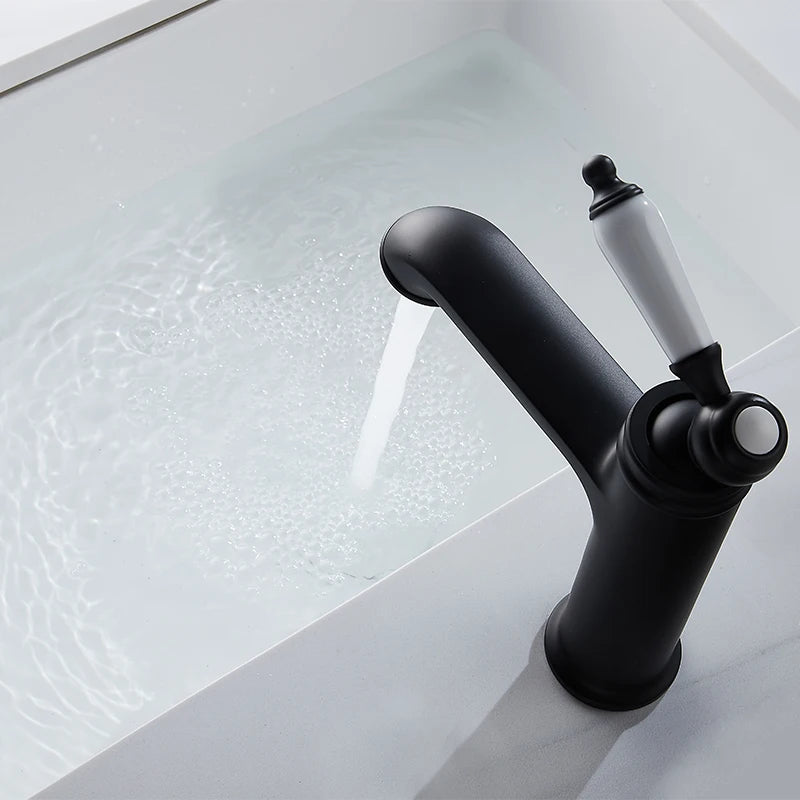 Bathroom Faucet Basin Mixer Black/Chrome Tap Single Handle Hot and Cold Water Brass Taps Becola Newest BR-2018A117