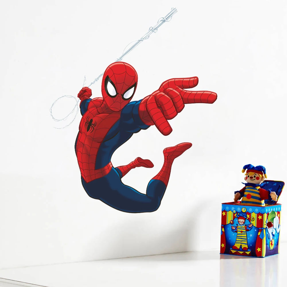 Cartoon Spider-Man Avenger Wall Stickers For Kids Room Decoration Home Bedroom PVC Decor Marvel Movie Mural Wall Art Decals
