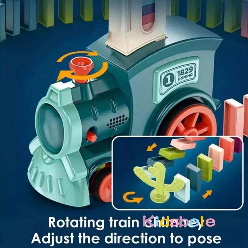 Kids Electric Domino Train Car Set Sound & Light Automatic Laying Dominoes Brick Blocks Game Educational Christmas Gift Kids Toy - AIAZ