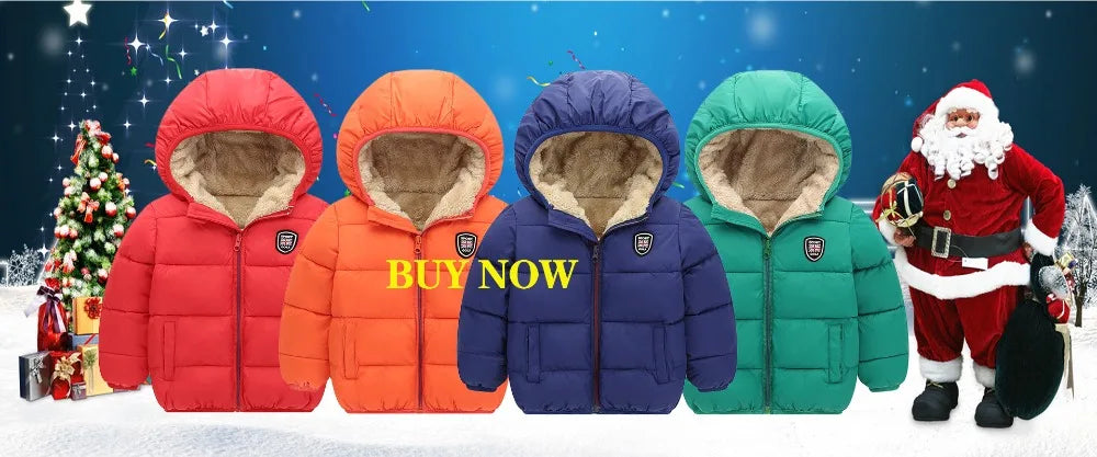 Baby Boys Girls Jackets For Kids Cartoon Bear Zipper Coats Autumn Boys Warm Hooded Down Jackets Children Christmas Outerwear