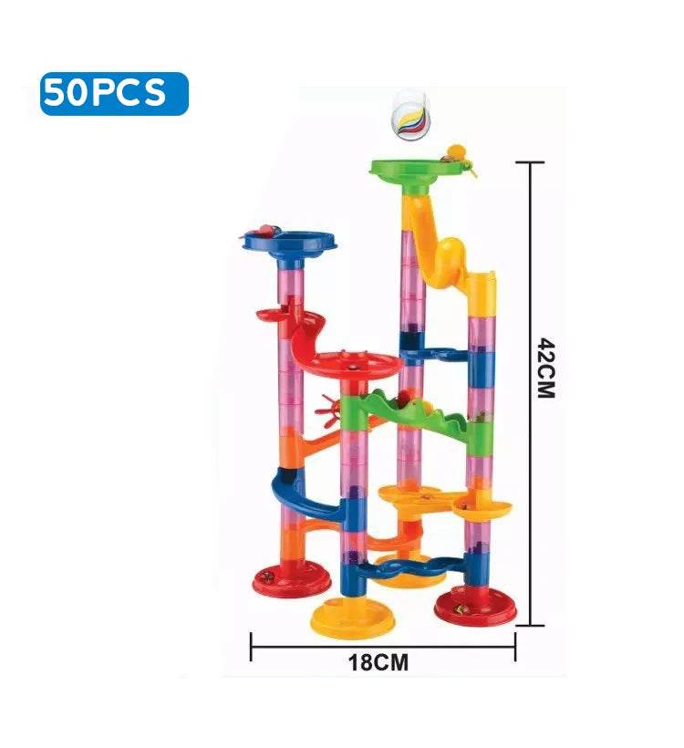 Marble Run Race Track Building Blocks Kids 3D Maze Ball Roll Toy DIY Marble Run Race Coaster Set 80/105/109/133pc Christmas Gift - AIAZ
