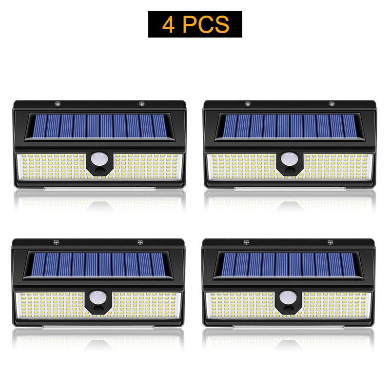solar led light outdoor garden decoration 190led Lights With 4 working mode IP65 waterproof Solar Motion Sensor Wall Lamps