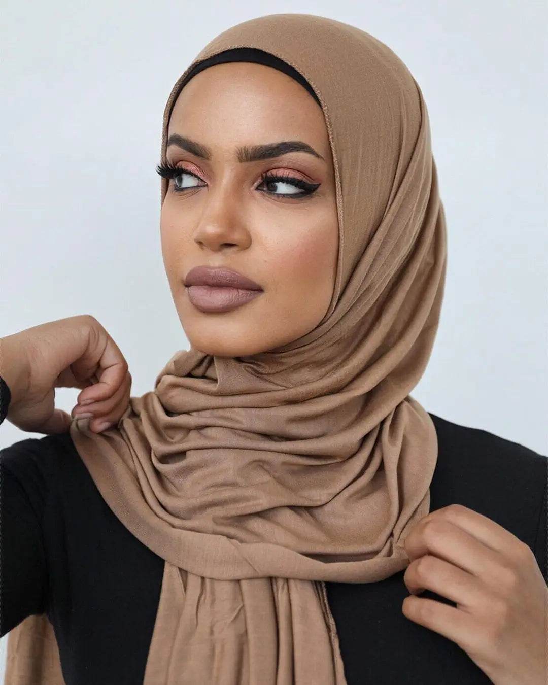 Hot Muslim Fashion Woman Soft Hijabs Scarf Shawl Plain Cotton Jersey Scarves Turban Women Long Shawls Head Wrap Headband Abaya - AIAZ