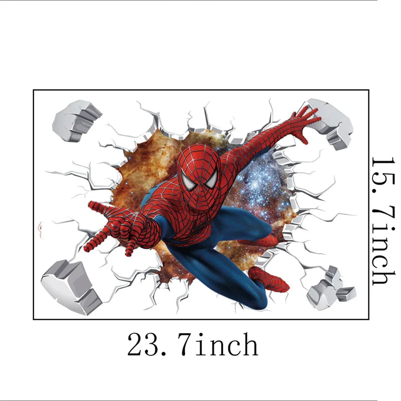 Cartoon Spider-Man Avenger Wall Stickers For Kids Room Decoration Home Bedroom PVC Decor Marvel Movie Mural Wall Art Decals