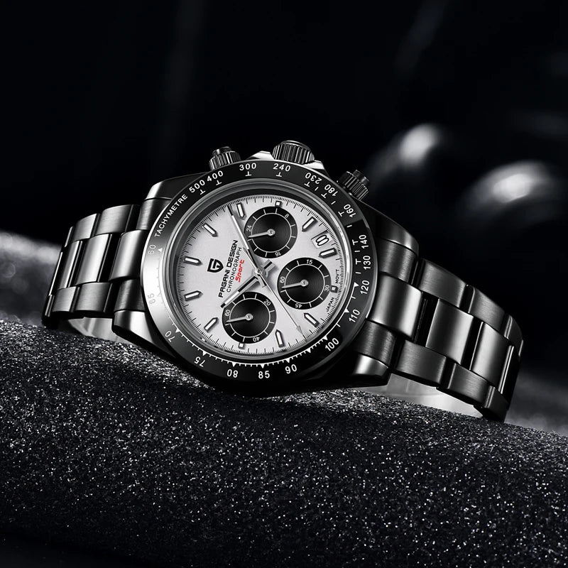 PAGANI DESIGN 2025 New Black Mens Watches Brand Luxury Quartz Watch For Men Chronograph Sports Waterproof Luminous Reloj Hombre