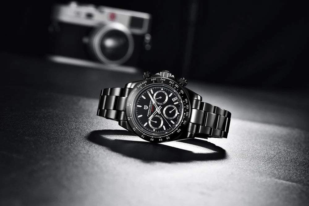 PAGANI DESIGN 2025 New Black Mens Watches Brand Luxury Quartz Watch For Men Chronograph Sports Waterproof Luminous Reloj Hombre