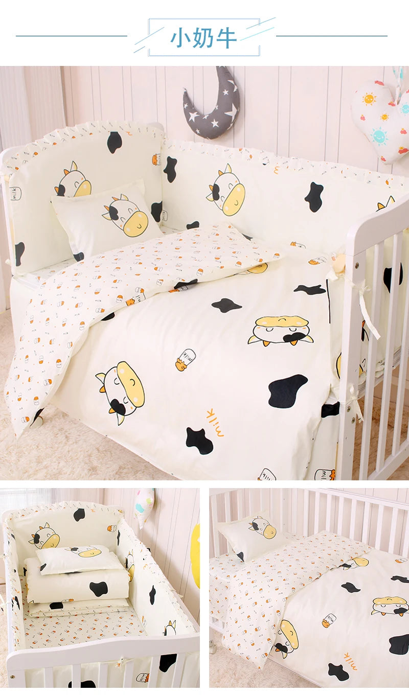 6/9pcs Elephant Baby Bedding Set Cotton Bedroom Decor Baby Girl Boy Crib Bed Linens Bed Bumper 120*60/120*70cm