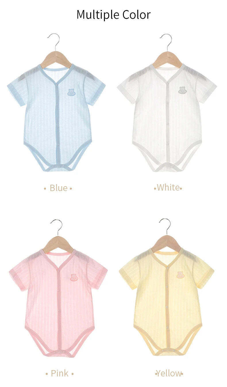 Newborn Baby Bodysuits for Boy Girl Summer Thin Outwear Casual Short Sleeve Toddler Kids Jumpsuits Children Clothes