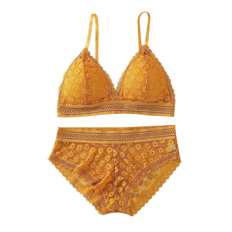 Women's Lace Bra Sets Seamless Underwear Backless Vest Sexy Padded Bralette Lingerie Ultrathin Bra & Brief Sets Female Intimates - AIAZ