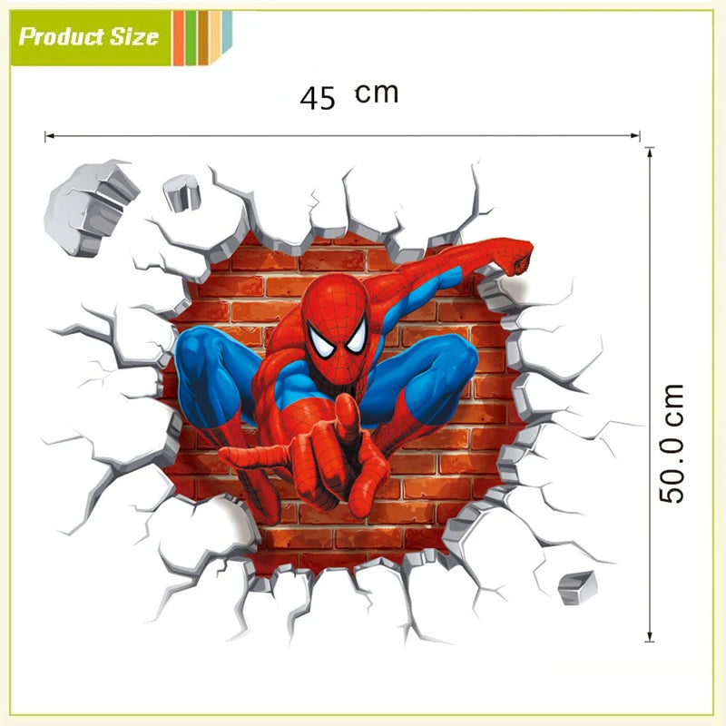 Cartoon Spider-Man Avenger Wall Stickers For Kids Room Decoration Home Bedroom PVC Decor Marvel Movie Mural Wall Art Decals