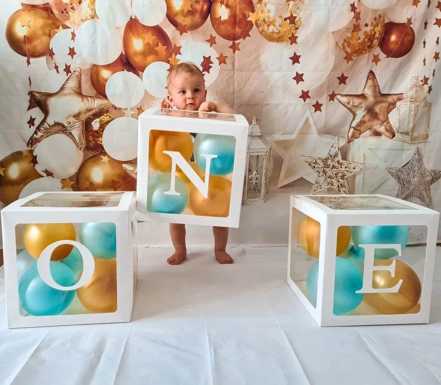 First Birthday Balloon Boxes For Party Decorations 1st Birthday Balloon Garland Decor with ONE Letter Boy Girl Baby Shower Decor - AIAZ