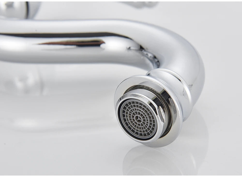 POIQIHY Antique Brass Basin Vessel Sink Faucet Deck Mounted One Hole Cold Hot Water Cold Hot Mixer Tap Bathroom Faucet  1 Hole