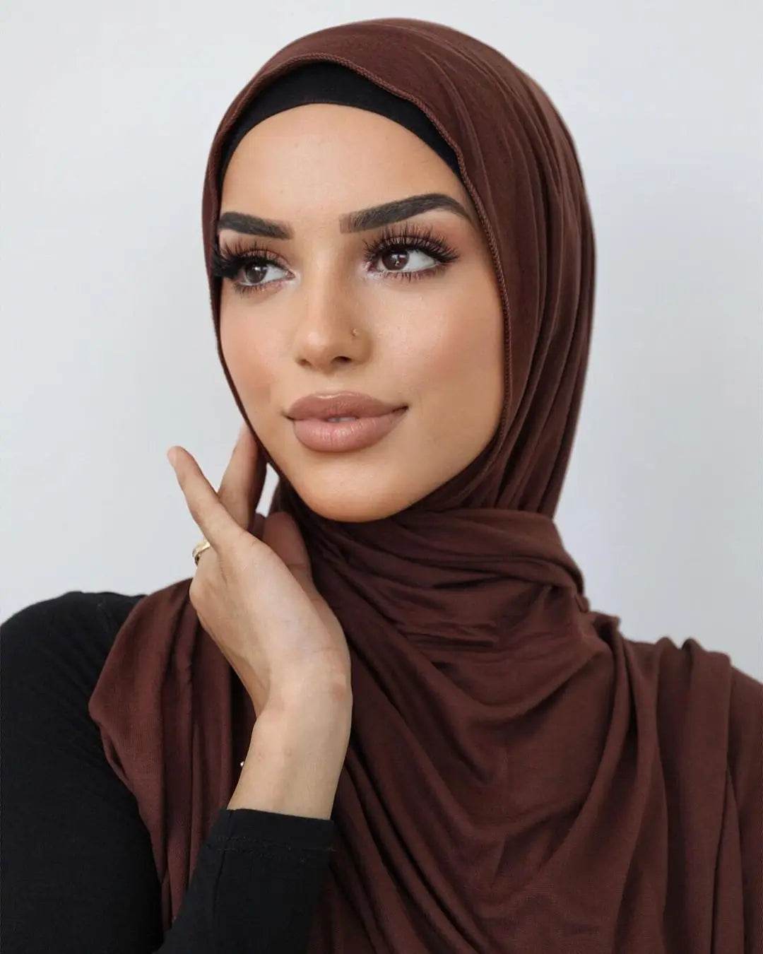 Hot Muslim Fashion Woman Soft Hijabs Scarf Shawl Plain Cotton Jersey Scarves Turban Women Long Shawls Head Wrap Headband Abaya - AIAZ