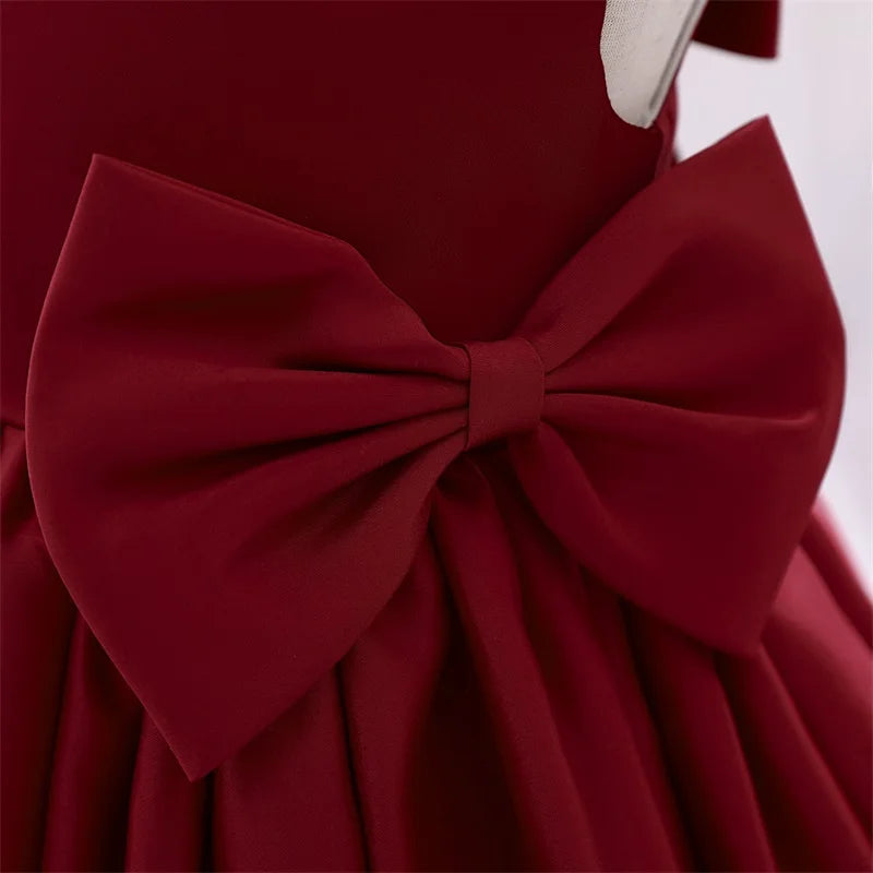 Big Bow Princess Sweet Kids Tutu Toddler Birthday Party Newborn Christening Children Baptism Baby Girls Clothes Summer Dresses