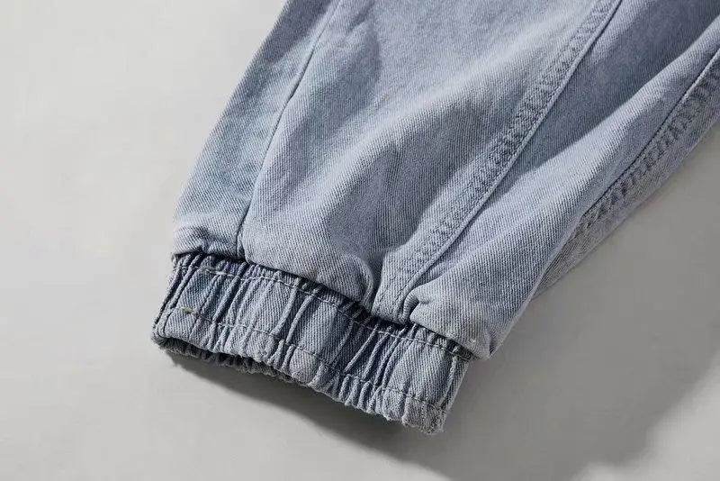 2025 New Streetwear Hip Hop Cargo Pants Men's Jeans Elastic Harun Joggers In Autumn and Spring Men ClothIng - AIAZ