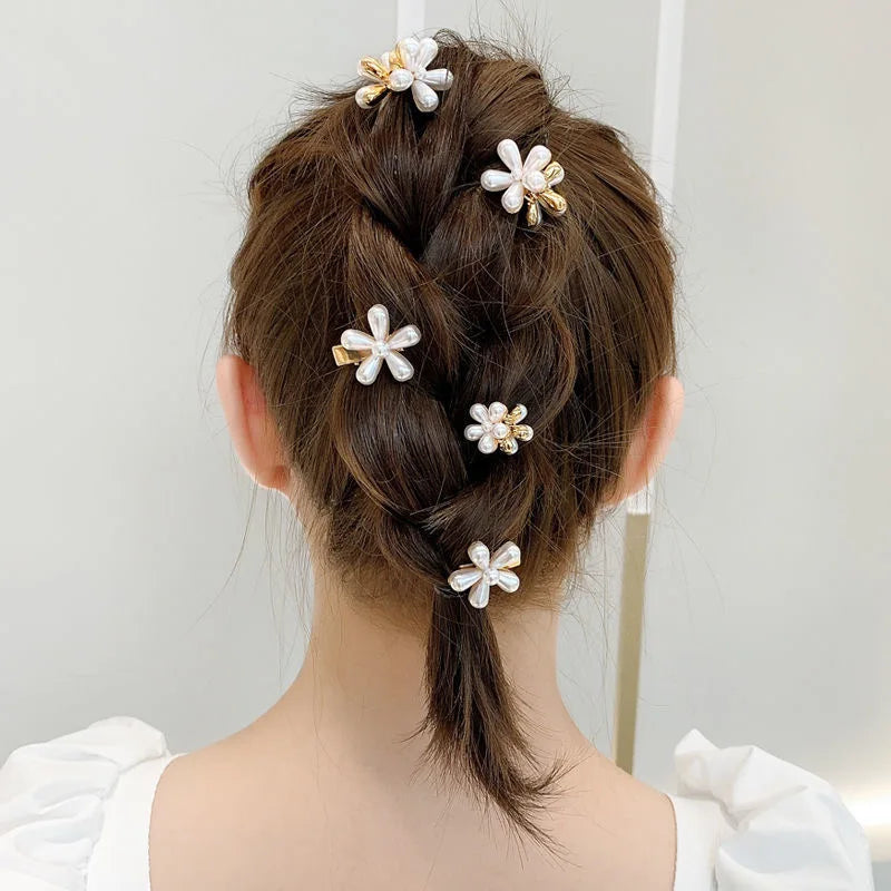 1Set Alloy Mini Pearl Women air Claws Small Hair Claws Kids Sweet Hairpins Hair Clips Fashion Matte Headbands Hair Accessories