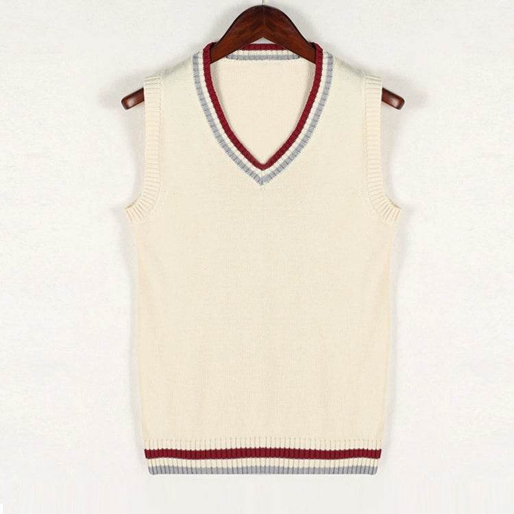 Sweater Vest Men Thicken V-neck Sleeveless Knitted Sweaters Vests Striped Retro Preppy-style Simple Chic Loose Casual All-match - AIAZ