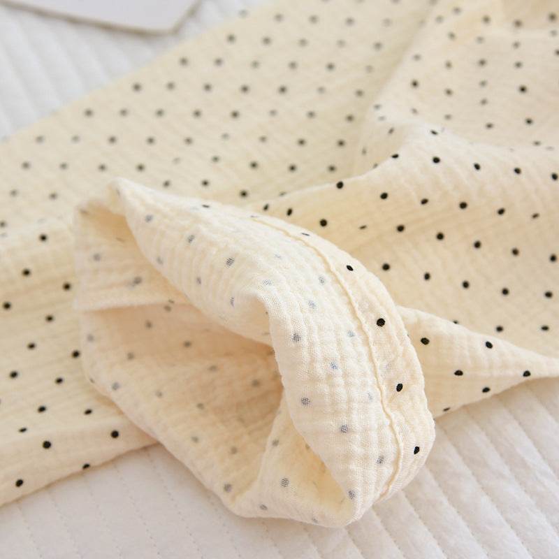 2025 Spring and Autumn New Women's Pajama Set 100%cotton crepe long-sleeved trousers two-piece polka dot cute home wear thin set - AIAZ