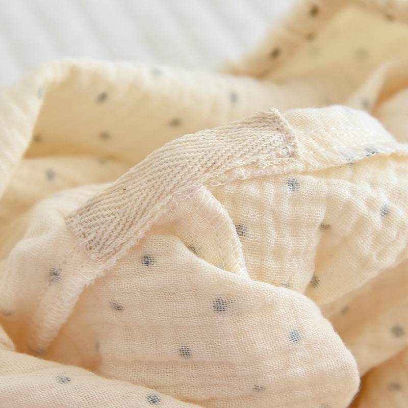 2025 Spring and Autumn New Women's Pajama Set 100%cotton crepe long-sleeved trousers two-piece polka dot cute home wear thin set - AIAZ