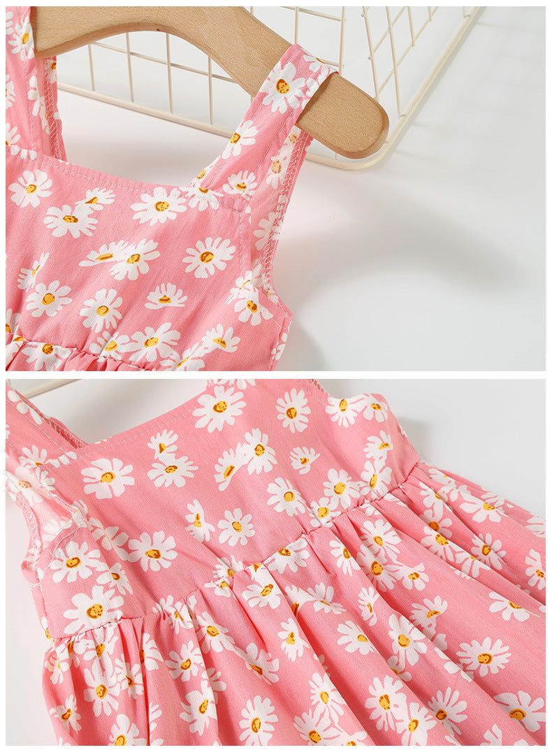 New Baby Girls Sleeveless Flower Print Dresses Clothes Bowknot Kid Summer Princess Dress Children Party Ball Pageant Outfit