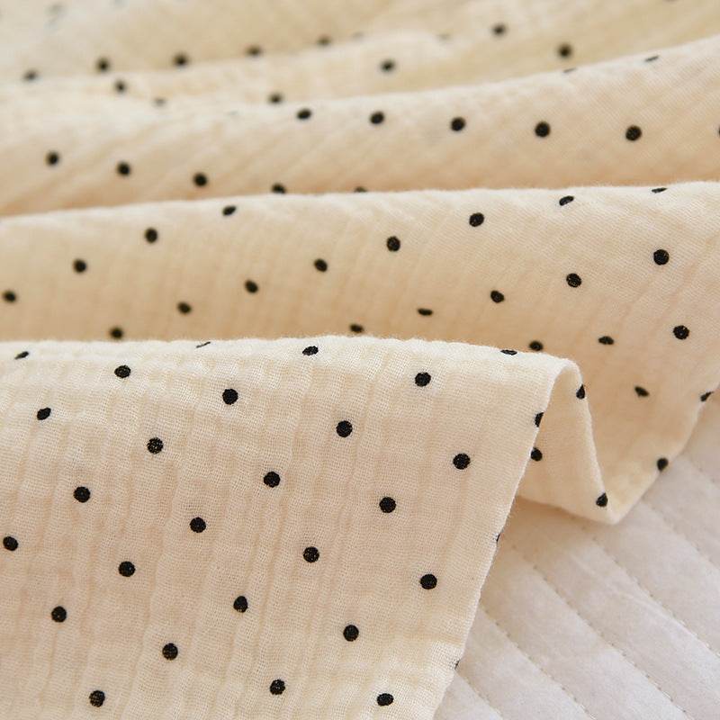 2025 Spring and Autumn New Women's Pajama Set 100%cotton crepe long-sleeved trousers two-piece polka dot cute home wear thin set - AIAZ