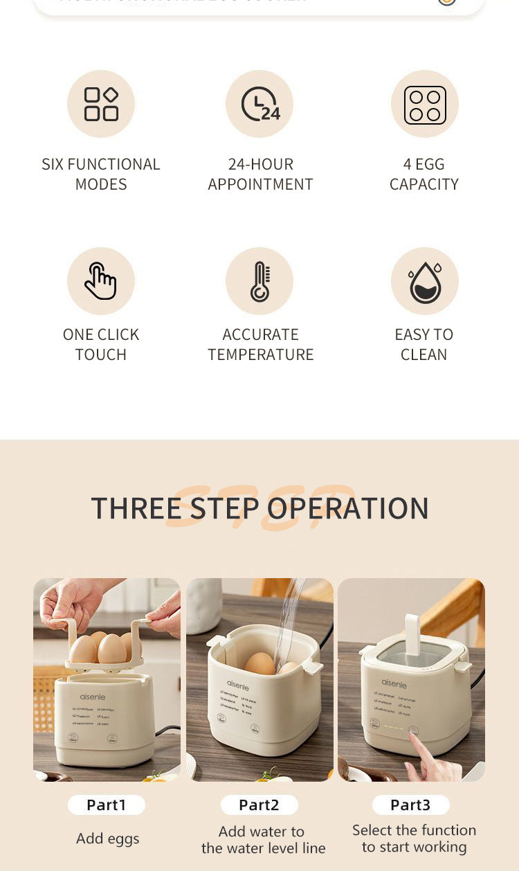 New Intelligent Egg Steamer Automatic Power Off Portable Small Egg Steamer Household Multi-function Yogurt Machine