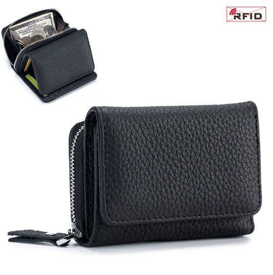 Ladies' Leather RFID Tri-fold Wallet