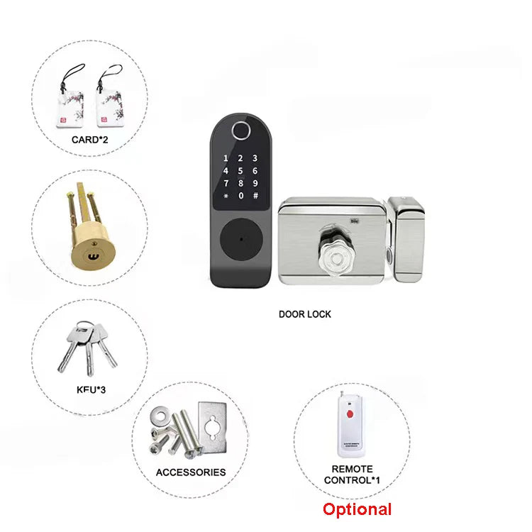 Security Home Gate Door Keys Entry RFID Card Code Password Tuya Wifi TTlock Smart Door Lock Digital Double Side Fingerprint Lock