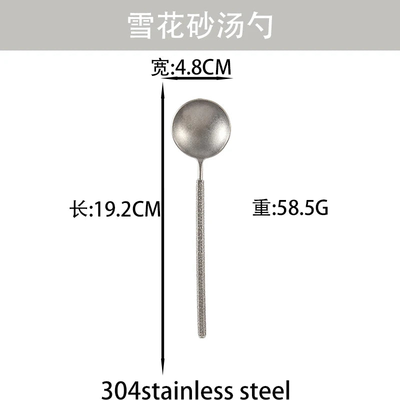 GH304 stainless steel snowflake sand Western food tableware diagonal tail knife fork spoon restaurant hotel home set