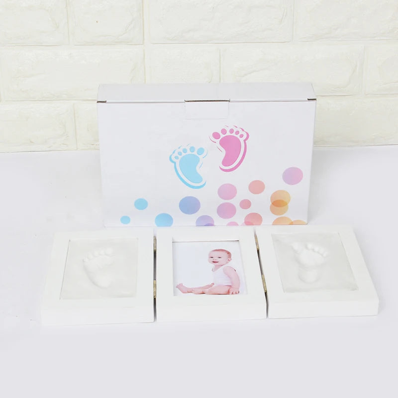 New Baby Handprints Footprints Hands Feet Mold Maker Baby Photo Frame With Cover Fingerprint Mud Set Baby Growth Memorial Gift