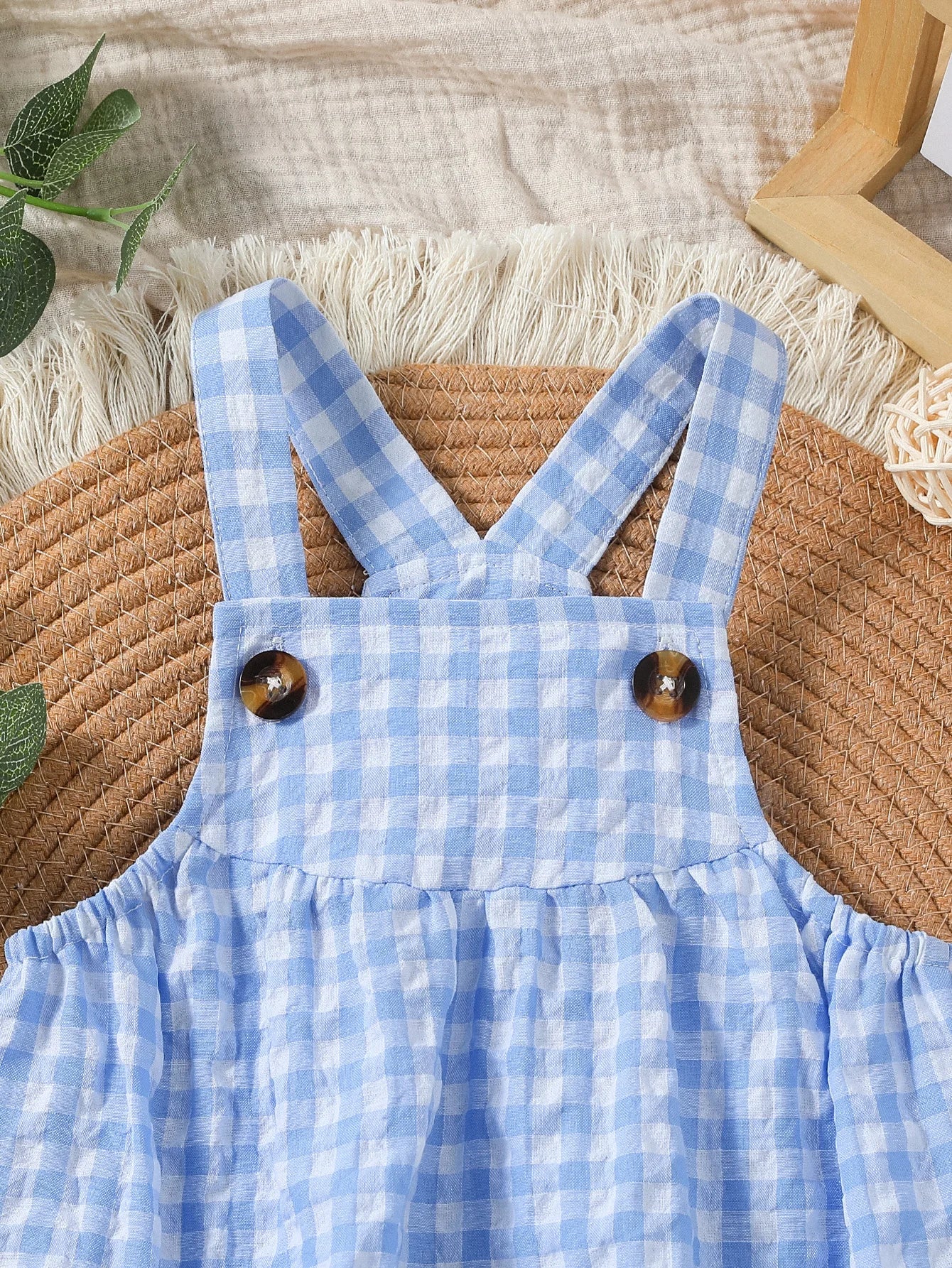 Suspenders Baby Boys Sleeveless Summer Plaid Green jumpsuit Japan&Korean Streetwear)