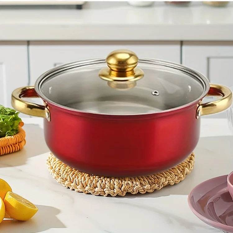 12pcs Stainless Steel Kitchenware Set, Multi-Color Non-Stick Pan Set, Pan, Pan, Pan with Lid, Versatile, Stylish And Durable - AIAZ