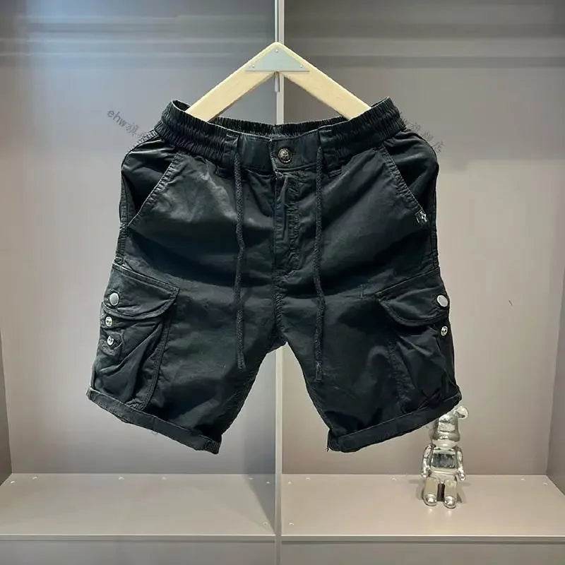 2025 Summer Work Shorts for Men Casual Multi-pocket Loose Elastic Five Points - AIAZ