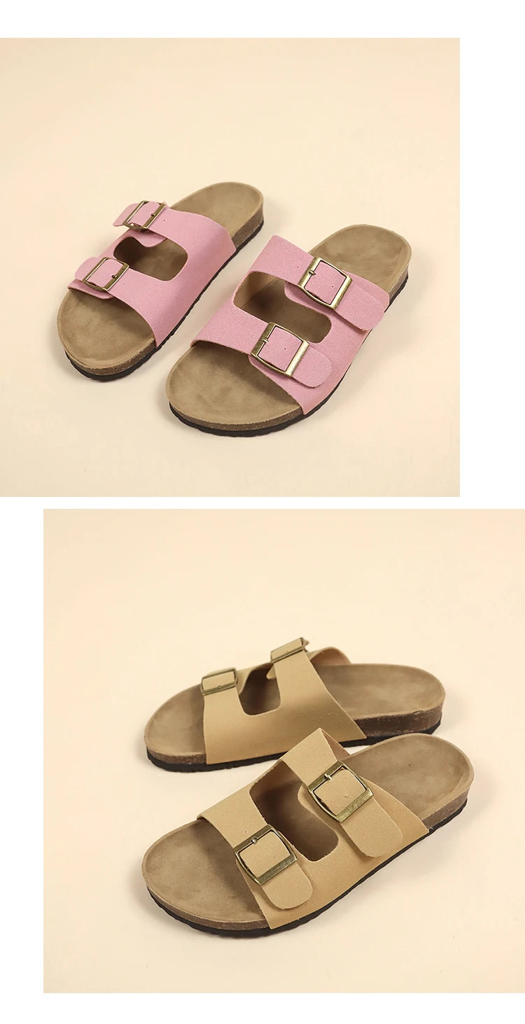 Flat Slippers For Women 2025 New Luxury Men Indoor Bottom Non Slip Cork Slippers Women's Beach Outdoor Home Flip Flops Sandals