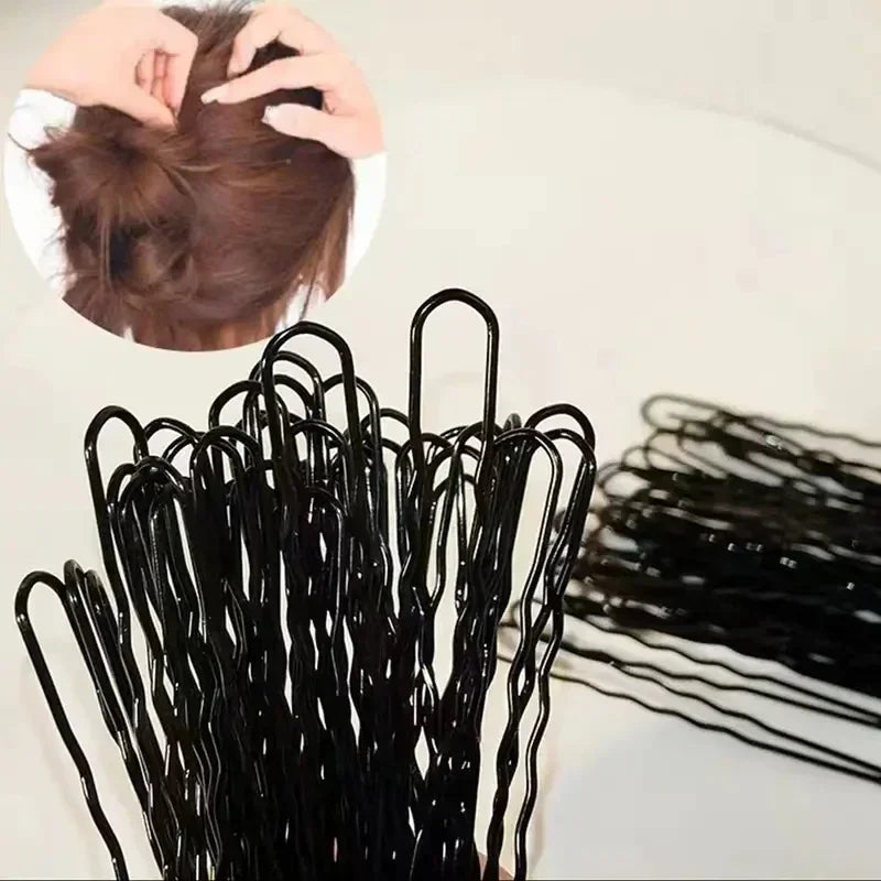 5/6/7cm Black Hair Clips U-Shaped Bobby Pin Invisible Wavy Hairpin Hairstyle Styling Metal Hair Grip Barrette Hair Accessories