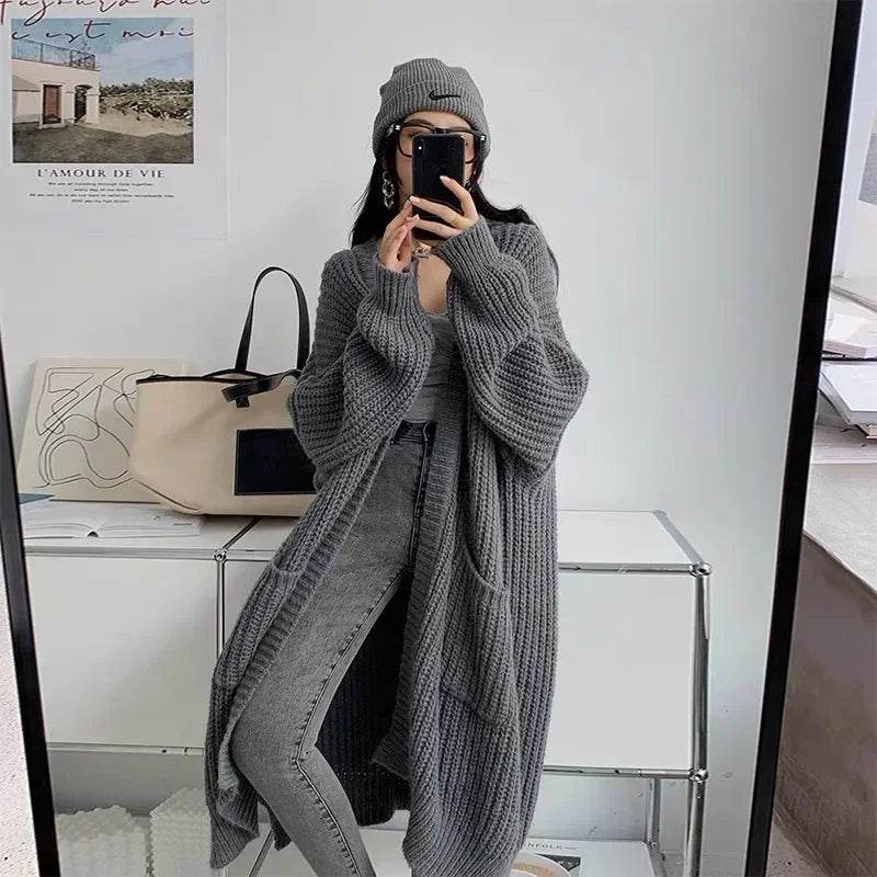 Women Long Cardigan Spring Knitted Loose V-neck Autumn Winter Elegant Sweet Outerwear Ladies Sweater Coat Soft Jacket Y2K 2025 - AIAZ