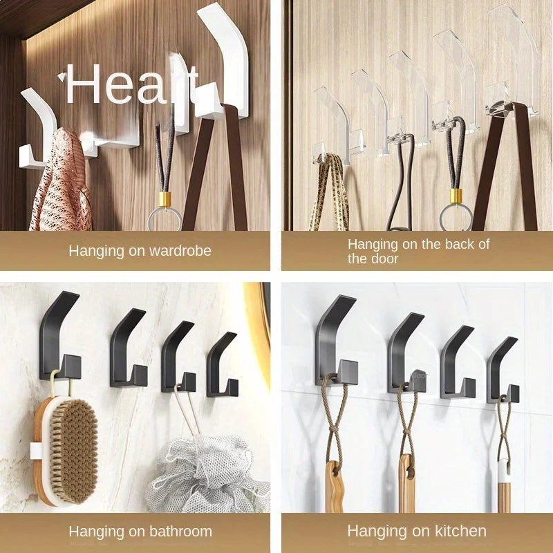 5PCs Drill-Free Wall Hook Suit-Multifunctional Sticky Hook for Bedroom, Kitchen and Bathroom-Durable ABS Material