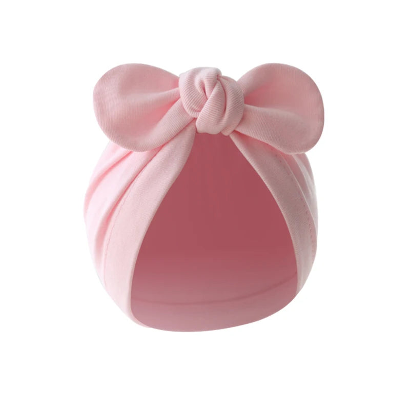 Pudcoco Baby Girls Turban Hat, Soft Elastic Cute Knotted Bow Hat Nursery Beanie Cap for Infant