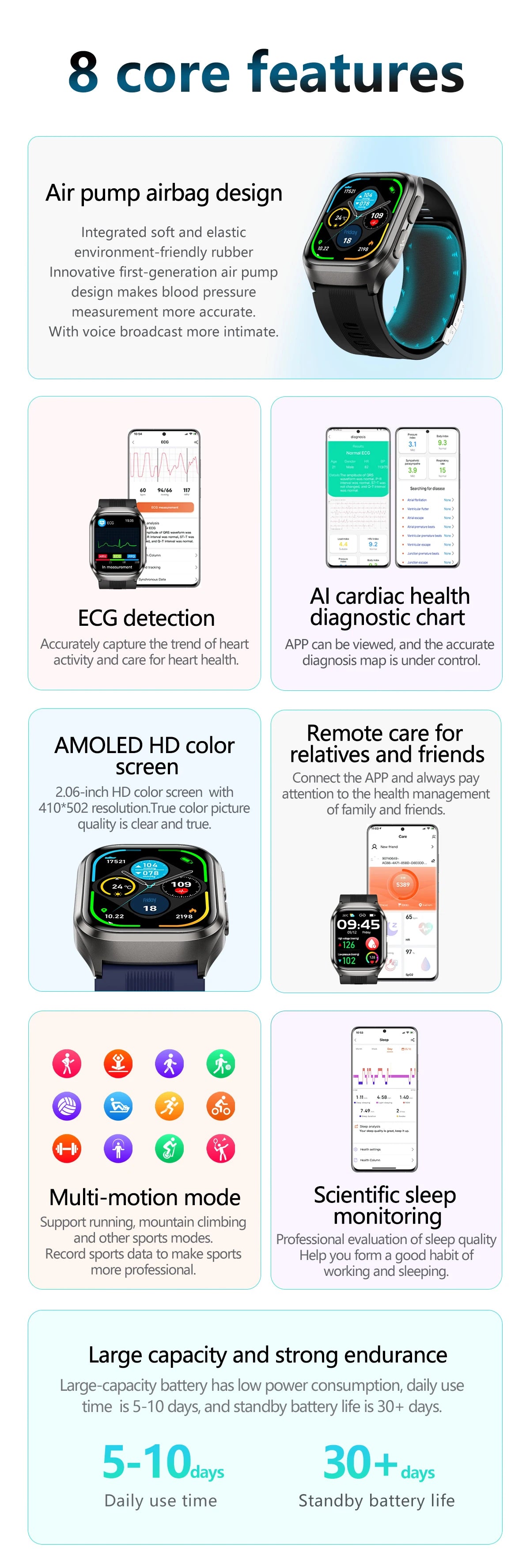 2025 New For HUAWEI Air Bag Smart Watch Men Blood Fat ECG+PPG Blood Pressure Broadcast NFC HD BT Call Health Smart Watch Woman
