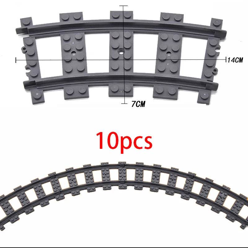 City Train Station Platform Traffic Light Cave Flyover Tracks Straight Curved Rails Building Block Bricks Technican Creative Toy - AIAZ
