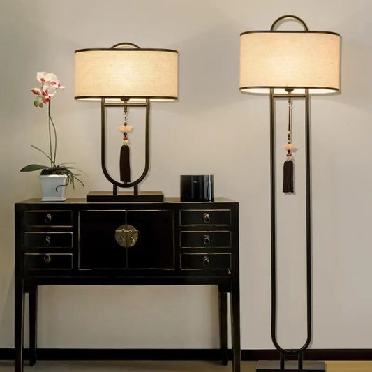 New Chinese Style Table/Nightstand Lamp | Retro Chinese Floor Lighting | Creative Study Room Decorative Floor Lamp