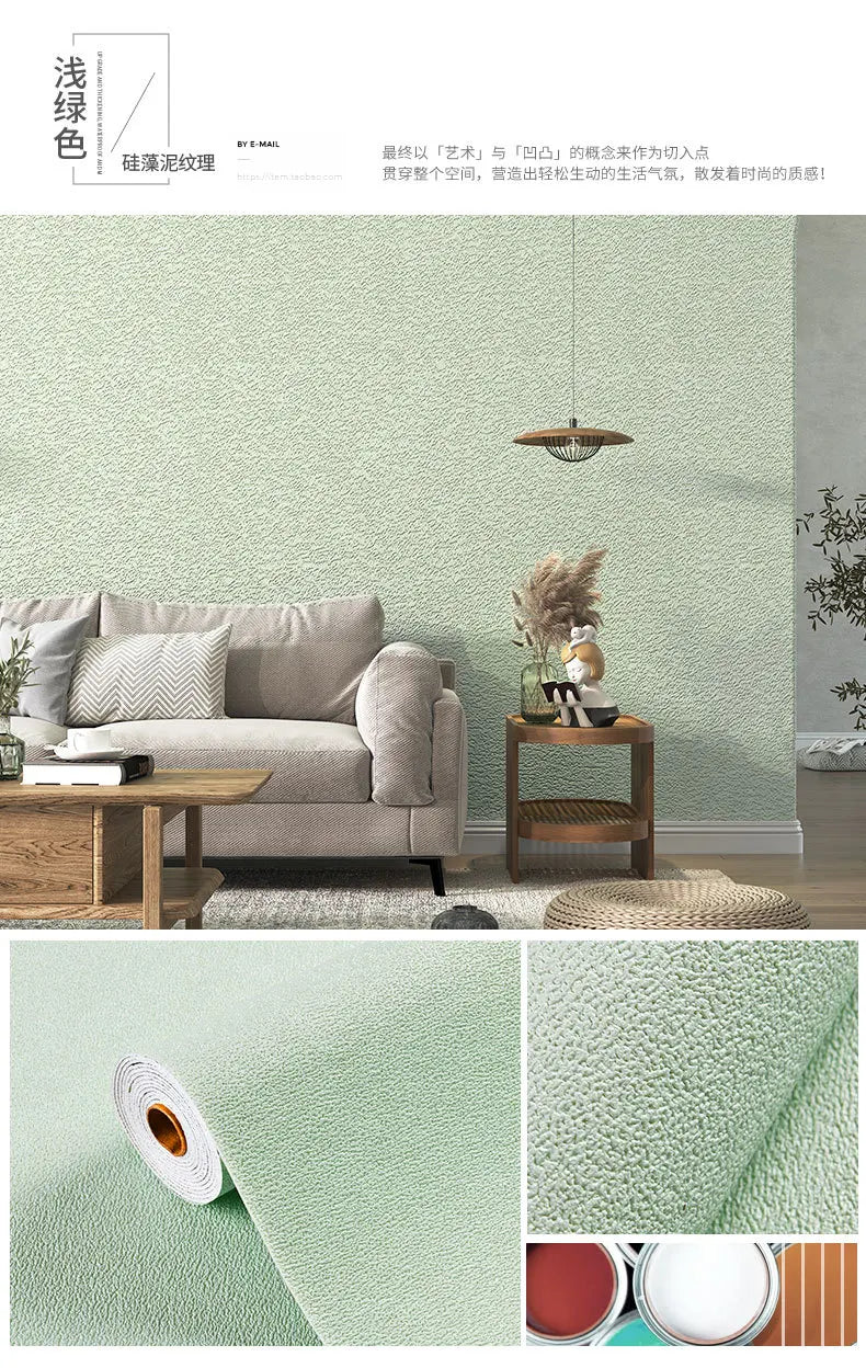 Self Adhesive 3D Panel Linen Wallpaper Foam Soundproof Waterproof 3D Diatom mud Wall Sticker modern simple Bedroom Wallpaper