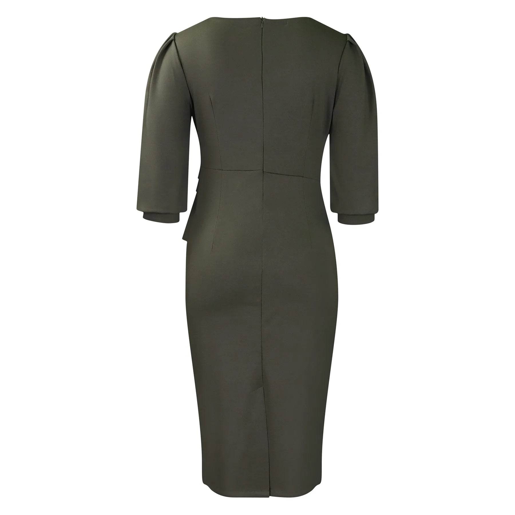 Elegant Office Dresses for Women O Neck Half Sleeve Sheath Package Hips Formal Business Work Wear Vestidos Mujer Dress Clothes - AIAZ