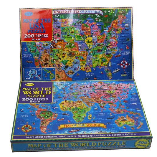 200pcs Jigsaw Puzzle United States World Map Paper Puzzles for Adults Children Decompression Game Kid Educational Gift Toys