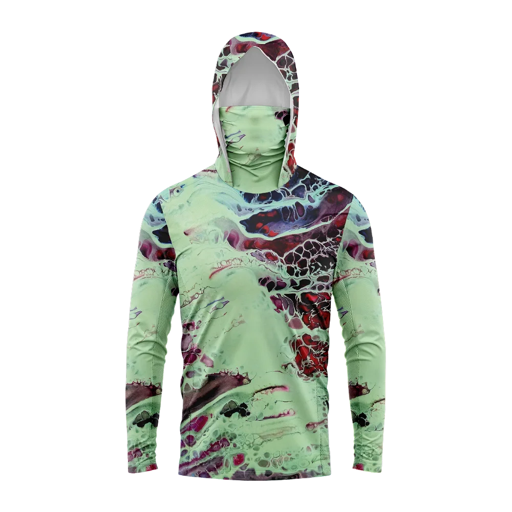 Men Hood Fishing Shirt long sleeve fishing t shirt uv protection Fishing Apparel