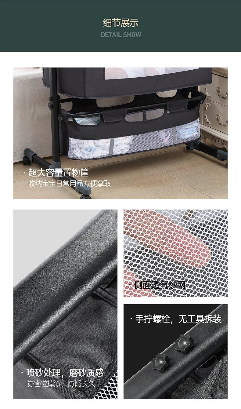 Crib Newborn Bed Splicing Big Bed Baby Crib Multi-functional Mobile Foldable