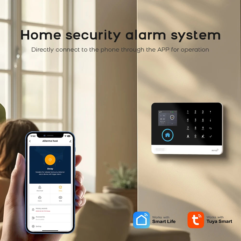 PGST WiFi GSM 2G Tuya Smart Life Home Alarm Security System Kit Alexa Automation Alarm Security Protection Door Motion Detector