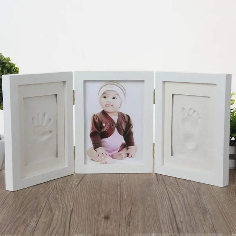 New Baby Handprints Footprints Hands Feet Mold Maker Baby Photo Frame With Cover Fingerprint Mud Set Baby Growth Memorial Gift