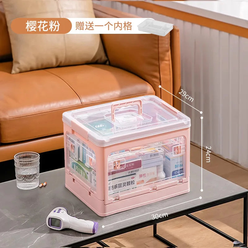 Medicine  Large Capacity Household Storage Box Transparent Emergency Medicine Box Foldable Multi-functional Sorting Box